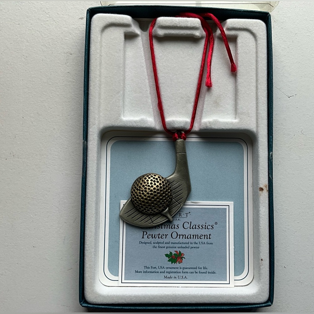 Vintage Fort Pewter Golf Club and Ball Ornament